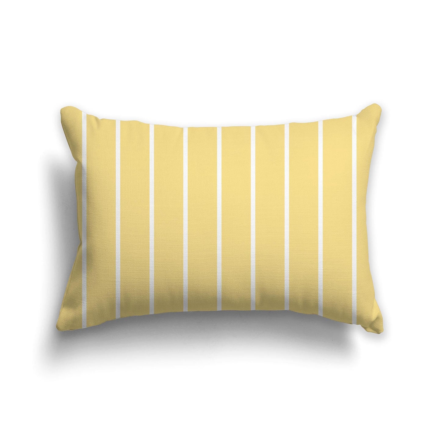 Yellow Throw Pillow with Thin White/Beige-white Stripes on Front and Solid Yellow Back, CAPC-1121-062