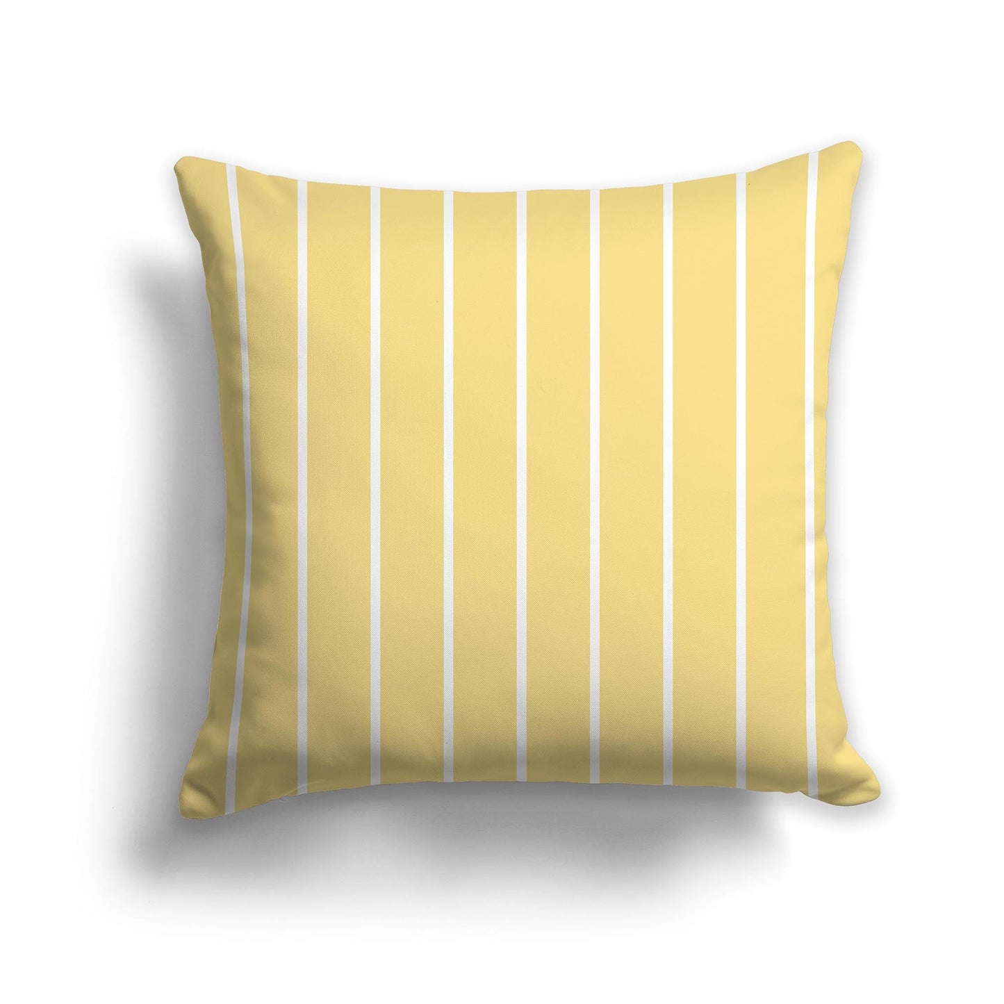 Yellow Throw Pillow with Thin White/Beige-white Stripes on Front and Solid Yellow Back, CAPC-1121-062