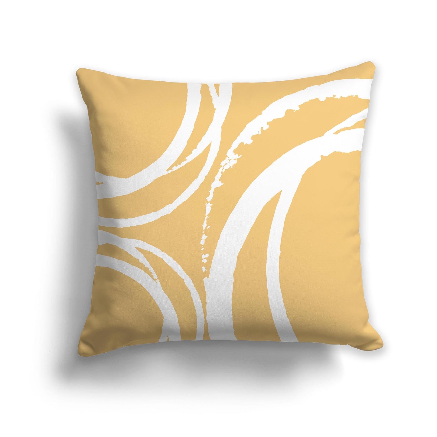 Yellow-orange Throw Pillow with White/Beige-white Circular Graphic on Both Sides, CAPC-1131-022