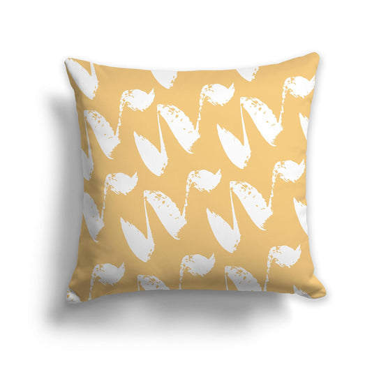 Yellow-orange Throw Pillow with White/Beige-white Squiggle Pattern on Both Sides, CAPC-1131-082