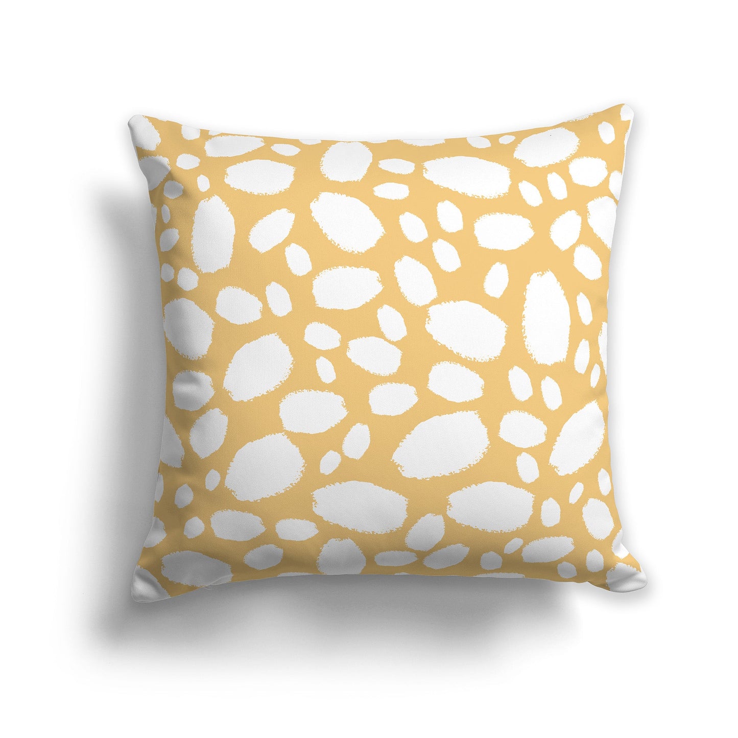 Yellow-orange Throw Pillow with White/Beige-white Paint Dabs on Both Sides, CAPC-1131-092