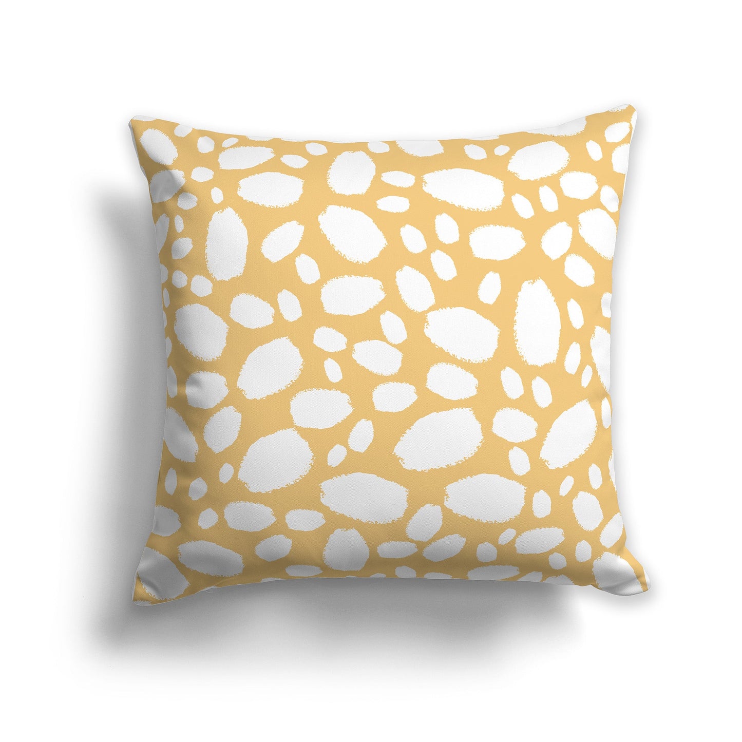 Yellow-orange Throw Pillow with White/Beige-white Paint Dabs on Both Sides, CAPC-1131-092
