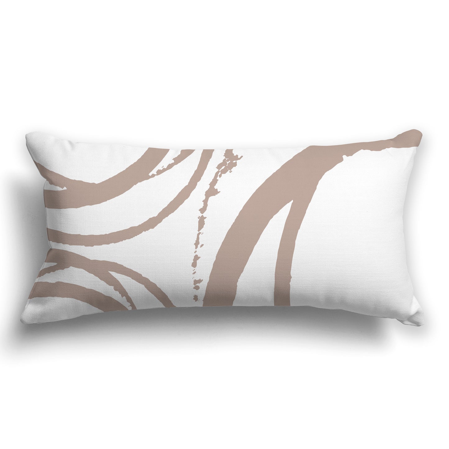 White/Beige-white Throw Pillow with Taupe Circular Graphic on Both Sides, CAPC-1132-021