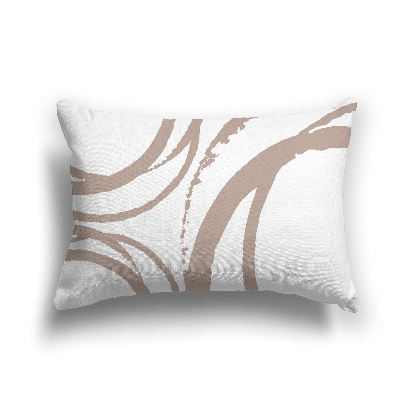 White/Beige-white Throw Pillow with Taupe Circular Graphic on Both Sides, CAPC-1132-021