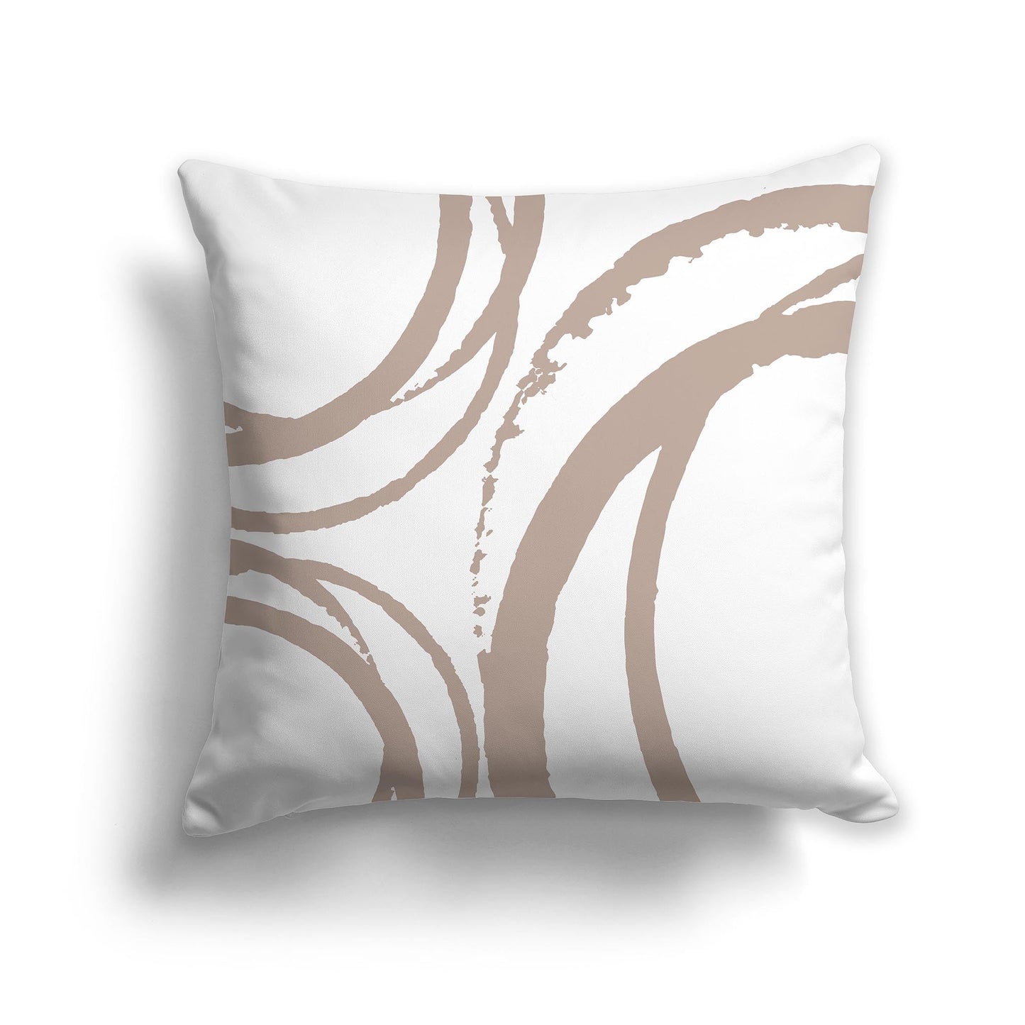 White/Beige-white Throw Pillow with Taupe Circular Graphic on Both Sides, CAPC-1132-021