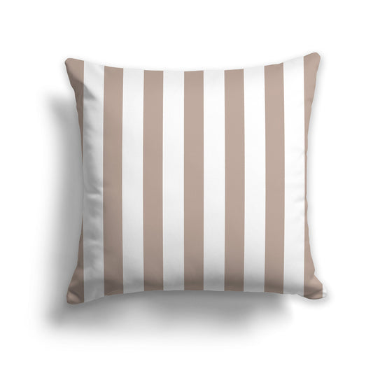 White/Beige-white Throw Pillow with Taupe Bars on Front and Solid White/Beige-white Back, CAPC-1132-051