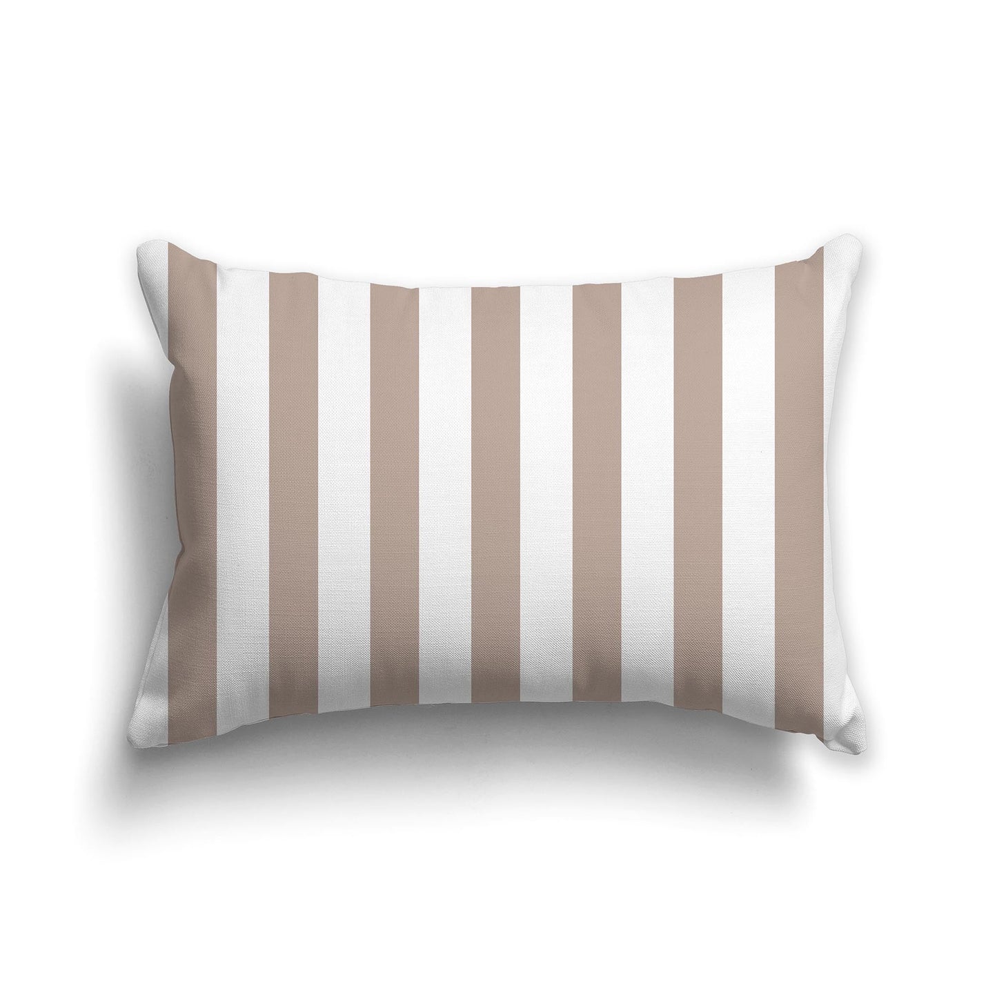 White/Beige-white Throw Pillow with Taupe Bars on Front and Solid White/Beige-white Back, CAPC-1132-051
