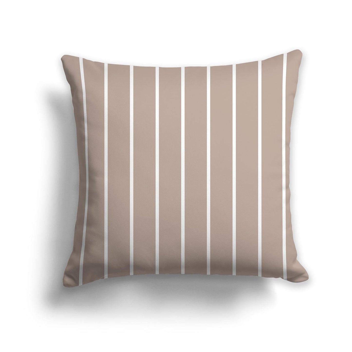 Taupe Throw Pillow with Thin White/Beige-white Stripes on Front and Taupe Back, CAPC-1132-063