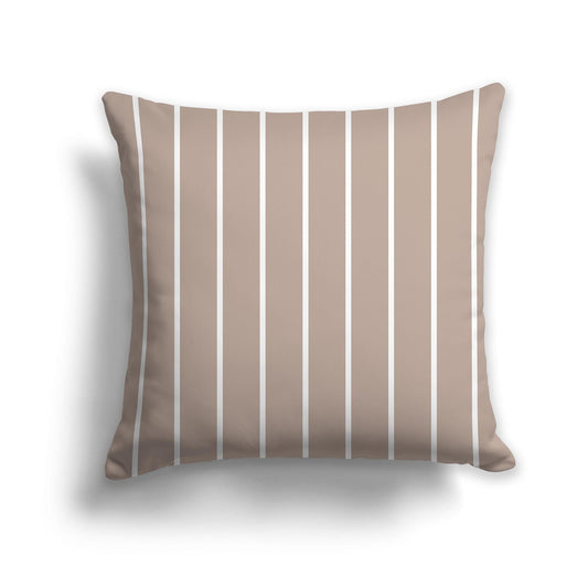 Taupe Throw Pillow with Thin White/Beige-white Stripes on Front and Taupe Back, CAPC-1132-063
