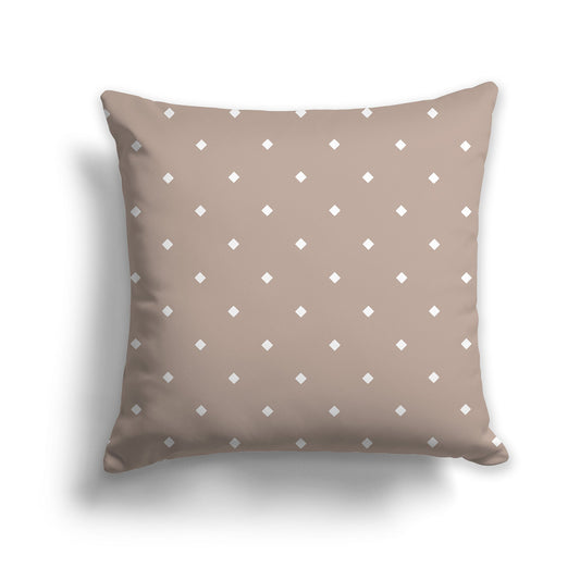 Taupe Throw Pillow with White/Beige-white Diamond Pattern on Front and Solid Taupe Back, CAPC-1132-103