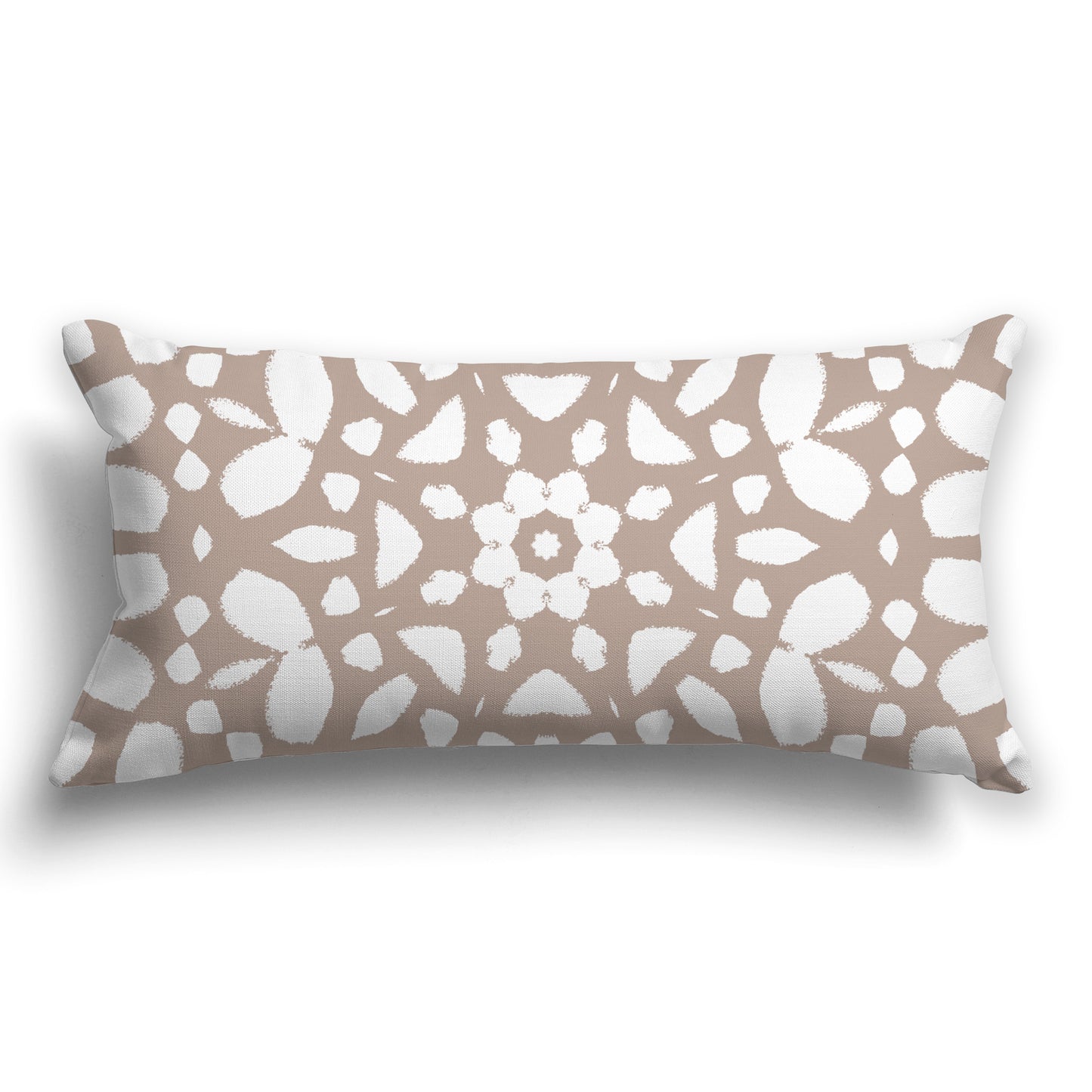 Throw Pillow with Taupe and White/Beige-white Circular Pattern on Both Sides, CAPC-1132-183