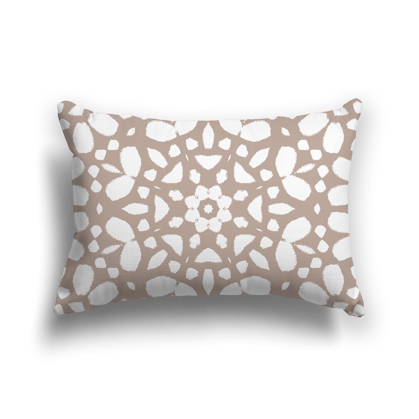 Throw Pillow with Taupe and White/Beige-white Circular Pattern on Both Sides, CAPC-1132-183