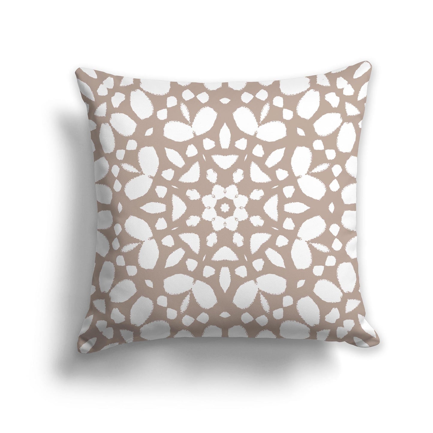 Throw Pillow with Taupe and White/Beige-white Circular Pattern on Both Sides, CAPC-1132-183