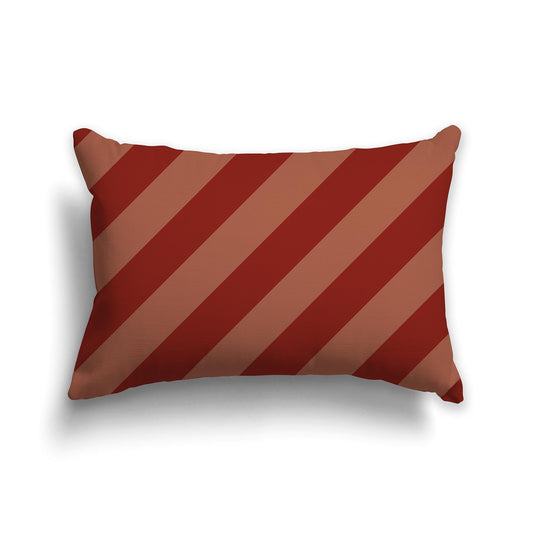 Throw Pillow with Two-tone Rust-red Diagonal Bars on Both Sides | 51 x 36 cm / 20 x 14 inches