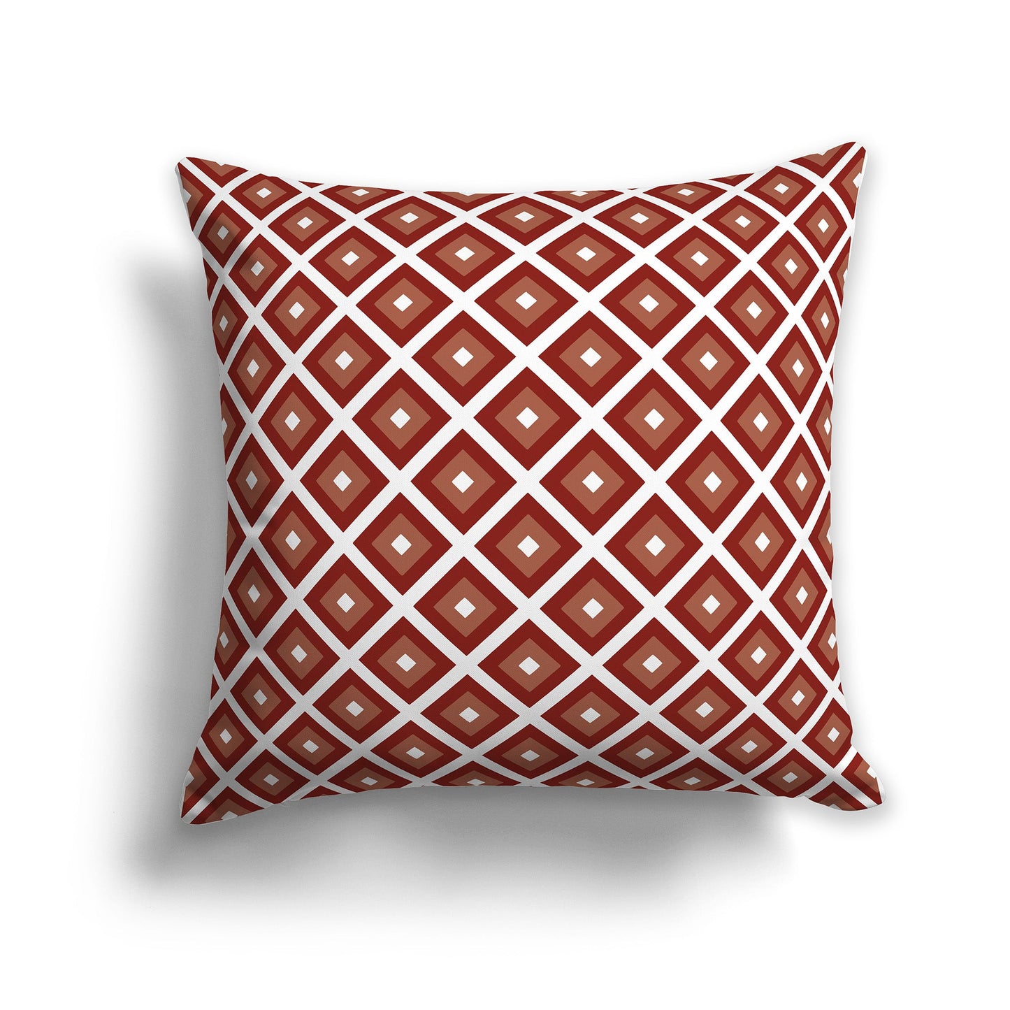Throw Pillow with Rust-red and White/Beige-white Radiating Squares on Both Sides, CAPC-1133-121