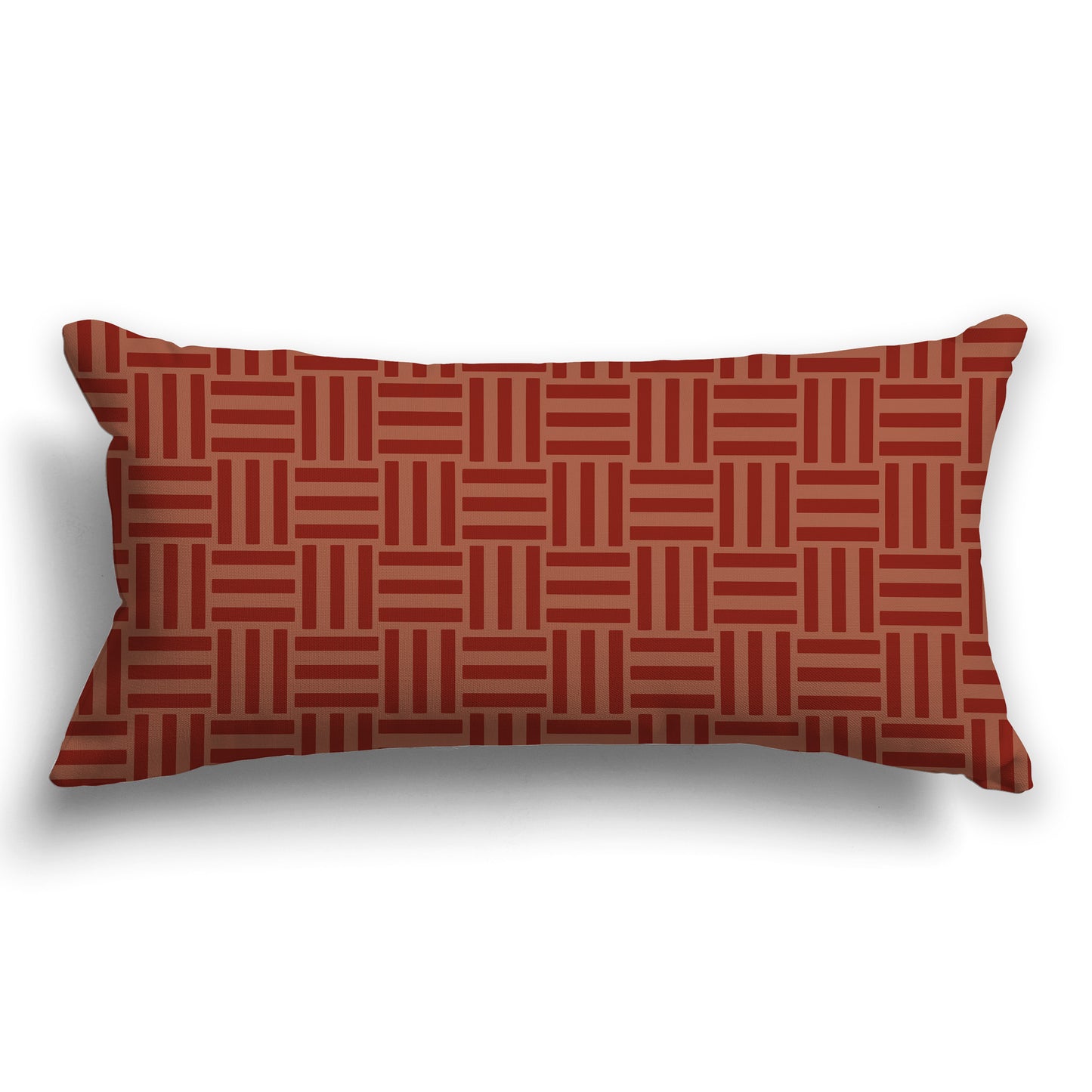 Throw Pillow with Two-tone Rust-red Basket Weave Pattern on Both Sides, CAPC-1133-141