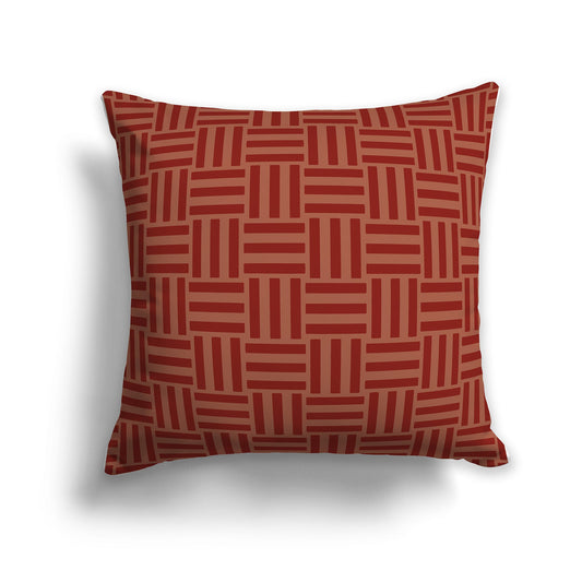 Throw Pillow with Two-tone Rust-red Basket Weave Pattern on Both Sides, CAPC-1133-141