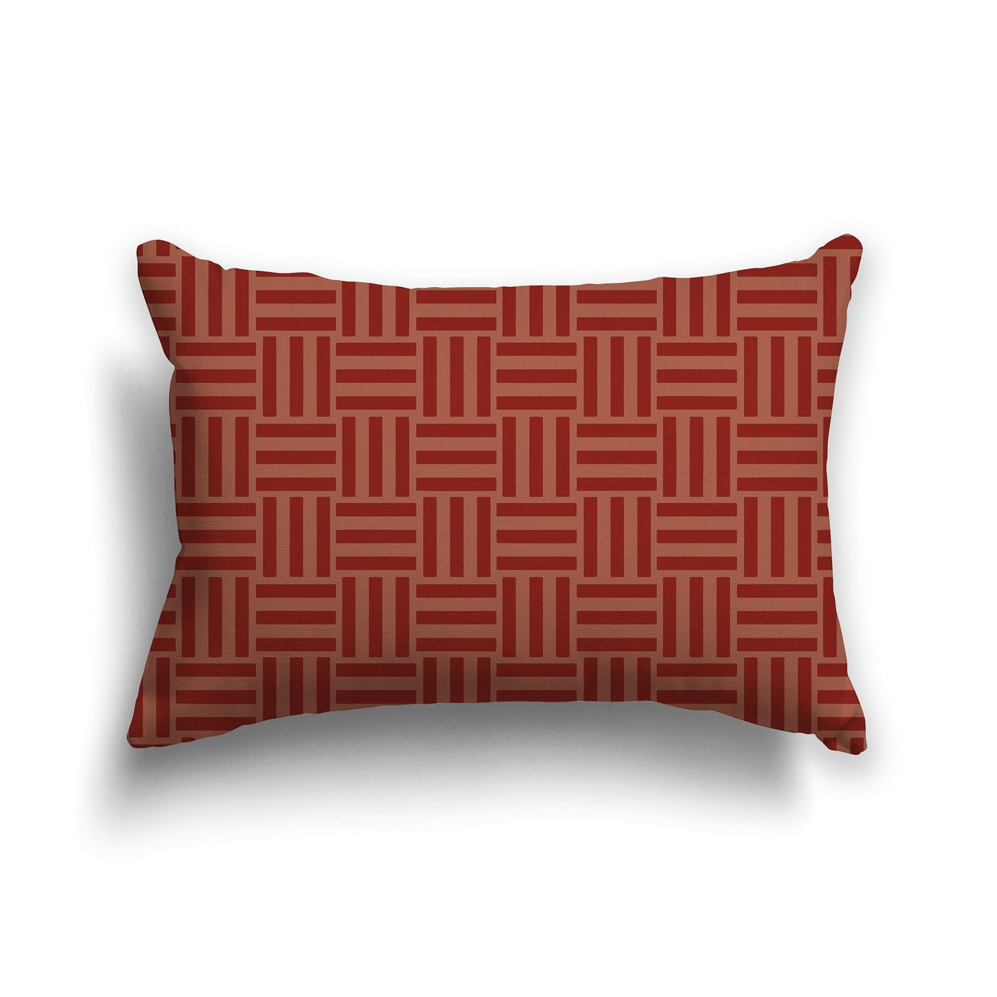 Throw Pillow with Two-tone Rust-red Basket Weave Pattern on Both Sides, CAPC-1133-141