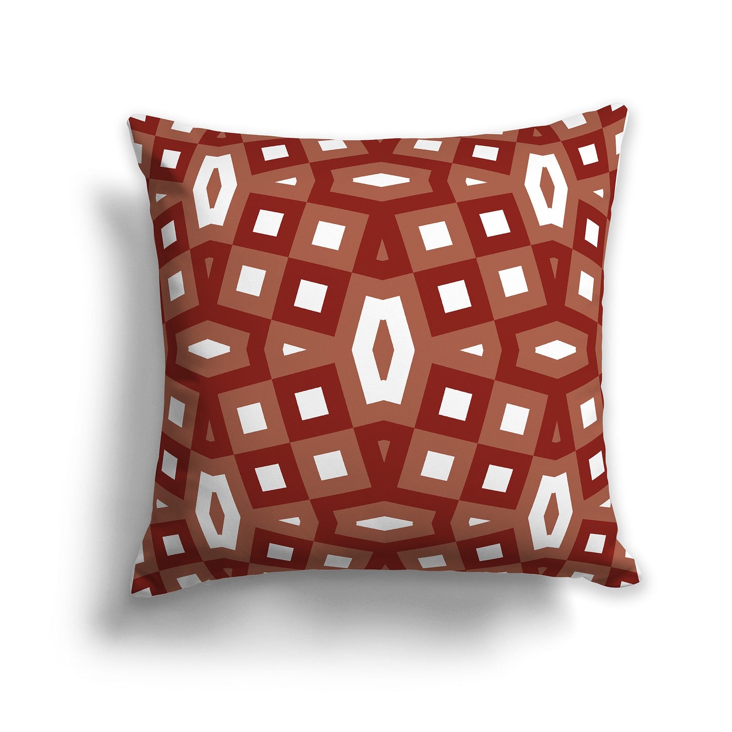 Throw Pillow with Rust-red and White/Beige-white Geometric Pattern on Both Sides, CAPC-1133-172