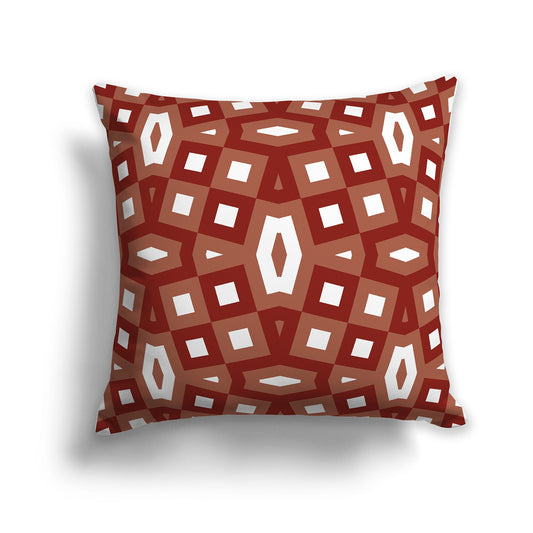 Throw Pillow with Rust-red and White/Beige-white Geometric Pattern on Both Sides, CAPC-1133-172