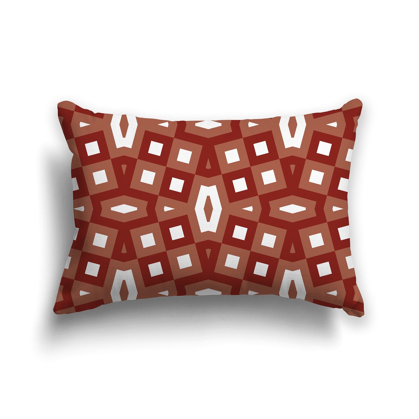 Throw Pillow with Rust-red and White/Beige-white Geometric Pattern on Both Sides, CAPC-1133-172