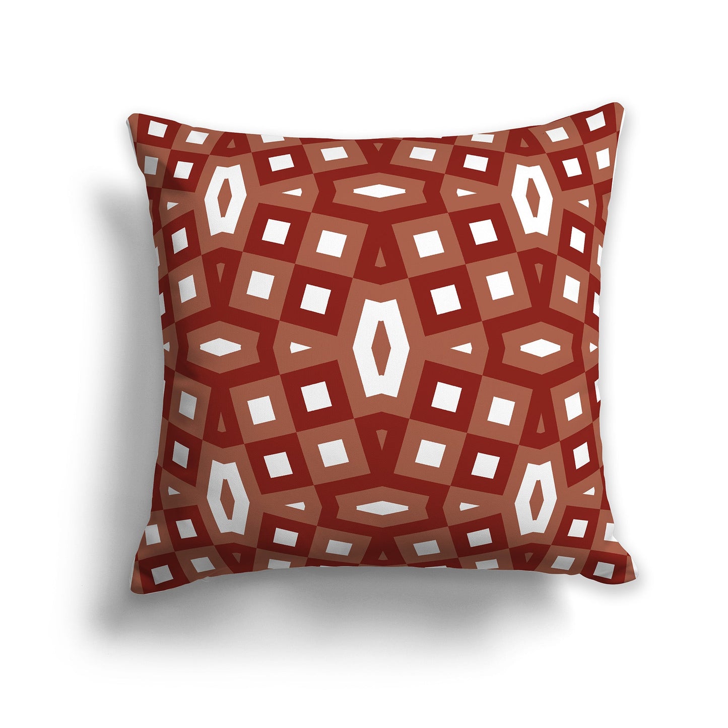 Throw Pillow with Rust-red and White/Beige-white Geometric Pattern on Both Sides, CAPC-1133-172