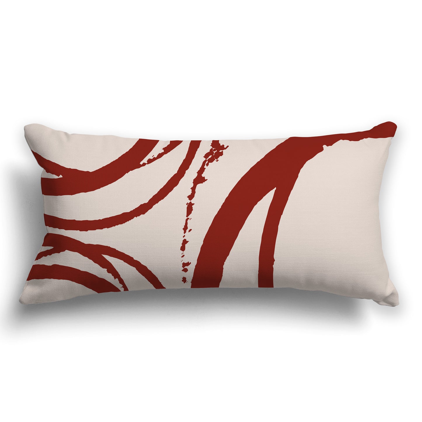 Off-White/Beige-white Throw Pillow with Red-orange Circular Graphic on Both Sides, CAPC-1134-021