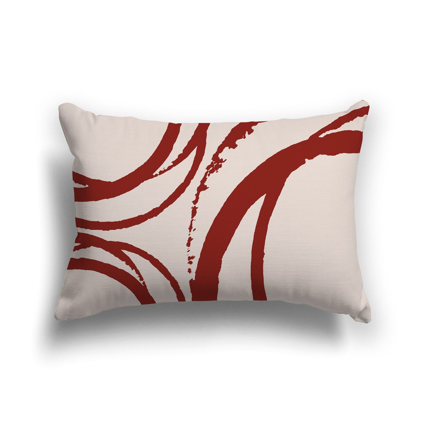 Off-White/Beige-white Throw Pillow with Red-orange Circular Graphic on Both Sides, CAPC-1134-021