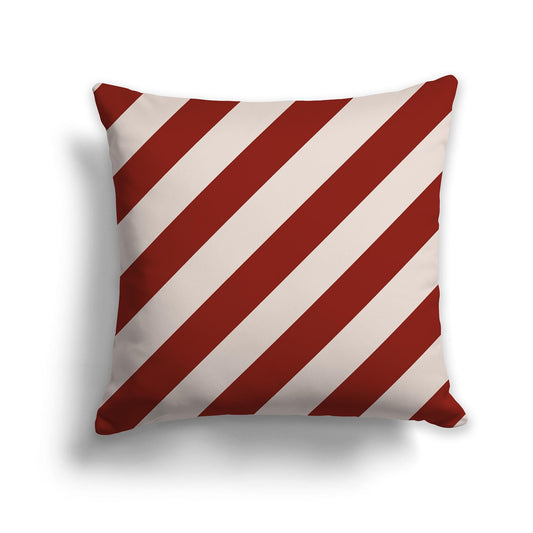 Throw Pillow with Red-orange and Off-White/Beige-white Diagonal Bars on Both Sides, CAPC-1134-031