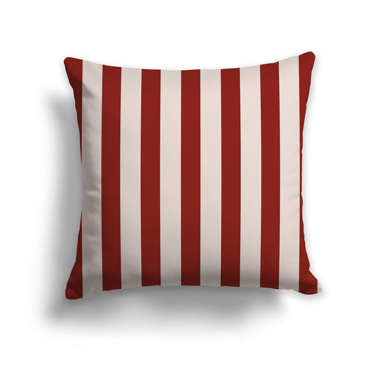 Throw Pillow with Thick Red-orange and Off-White/Beige-white Vertical Bars and Off-White/Beige-white Back, CAPC-1134-051