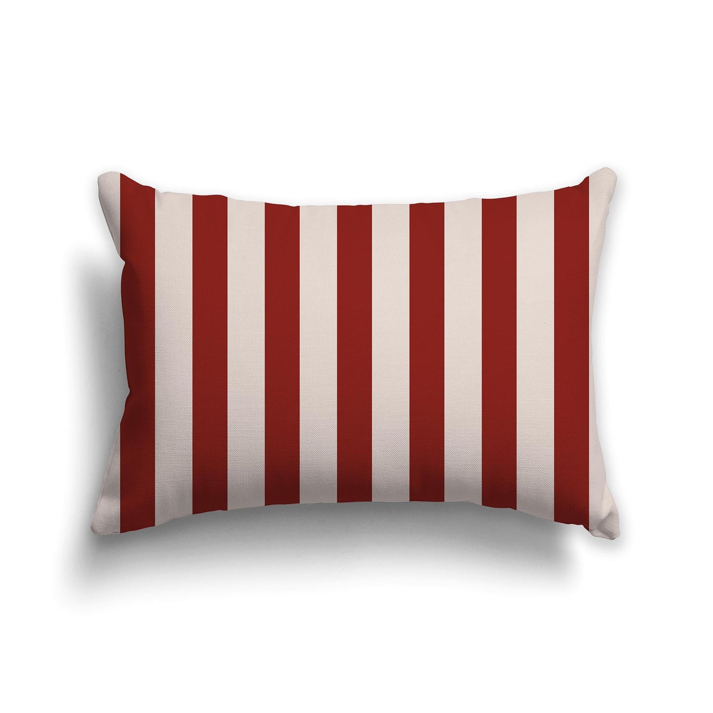 Throw Pillow with Thick Red-orange and Off-White/Beige-white Vertical Bars and Off-White/Beige-white Back, CAPC-1134-051