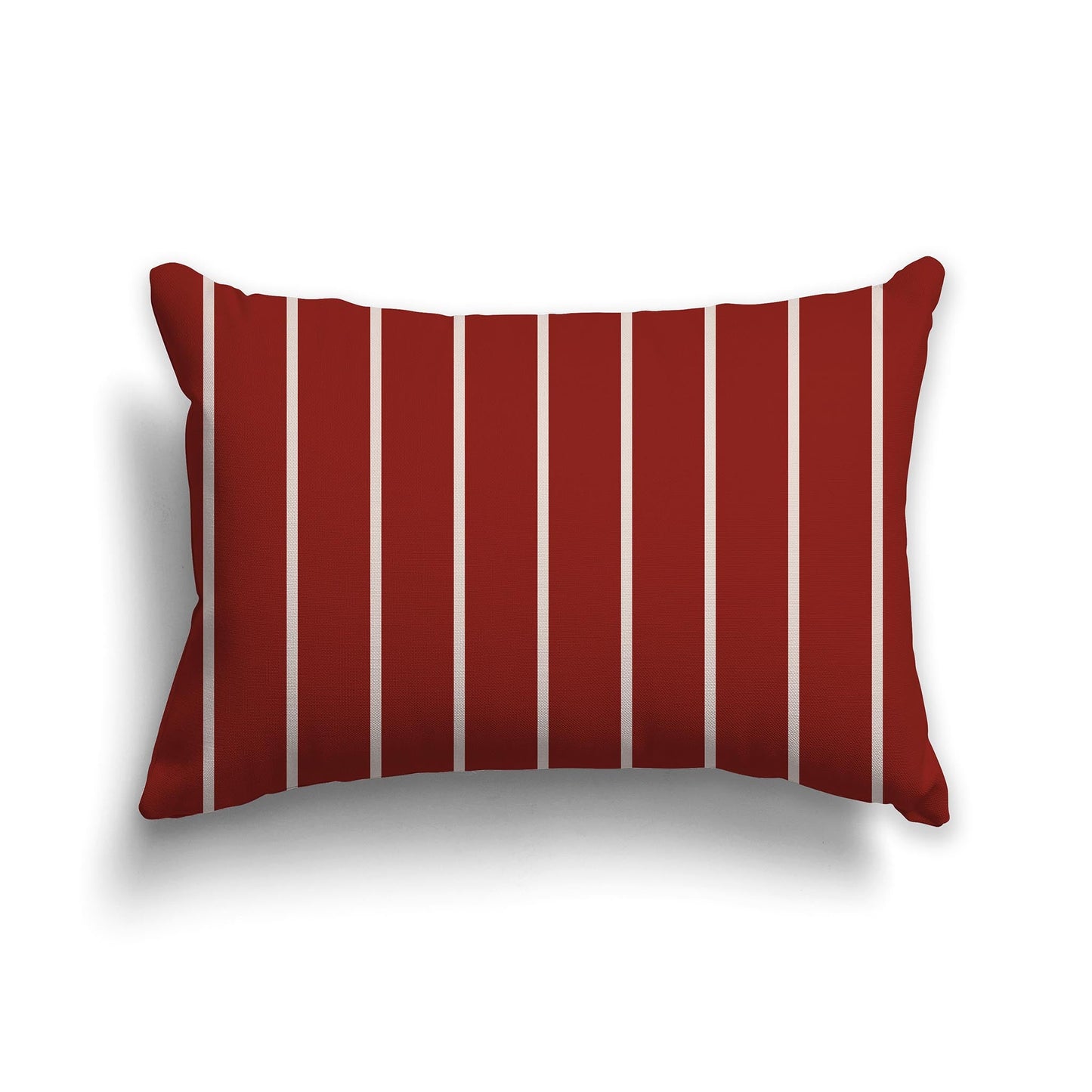 Red-orange Throw Pillow with Thin Off-White/Beige-white Stripes on Front and Solid Red-orange Back, CAPC-1134-062