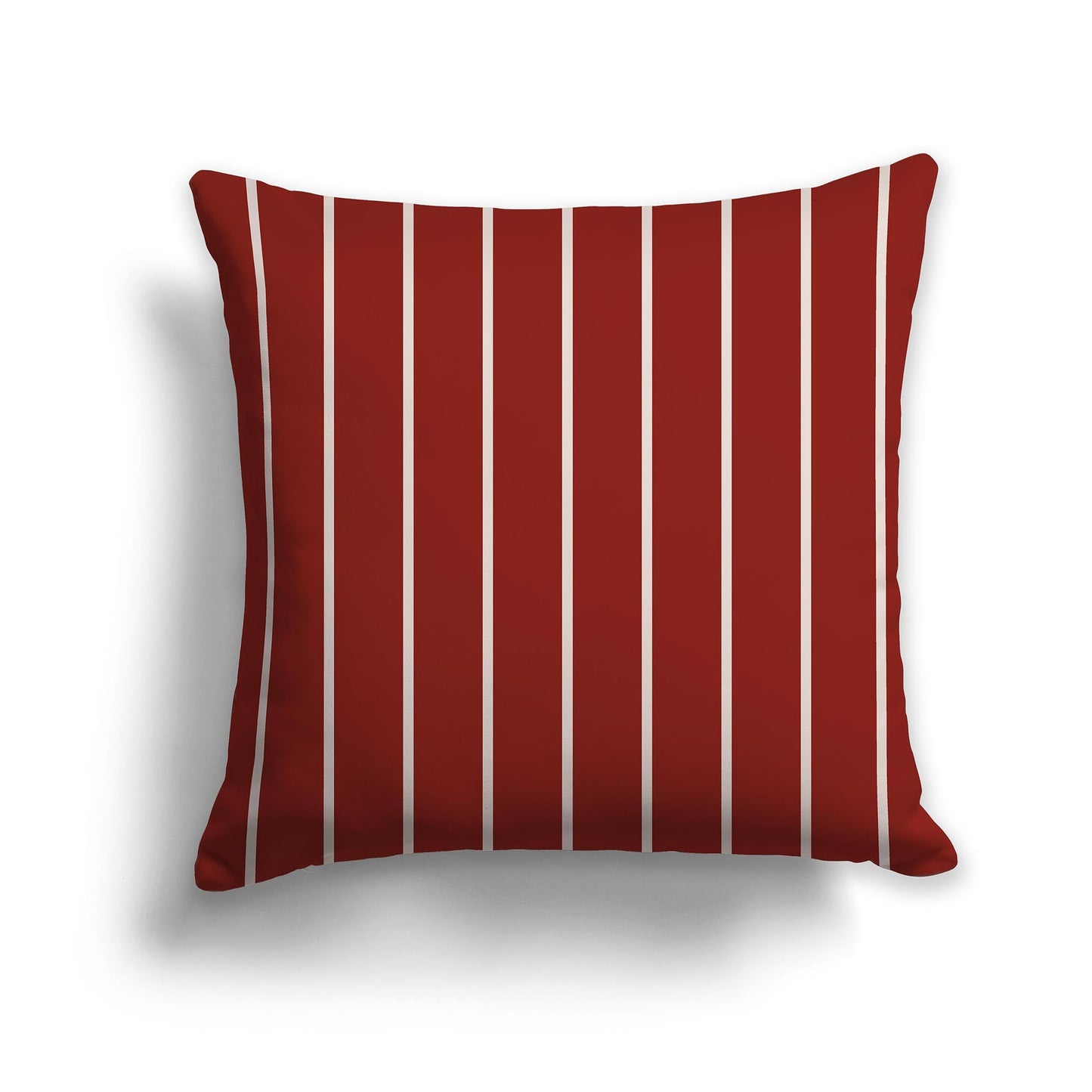 Red-orange Throw Pillow with Thin Off-White/Beige-white Stripes on Front and Solid Red-orange Back, CAPC-1134-062