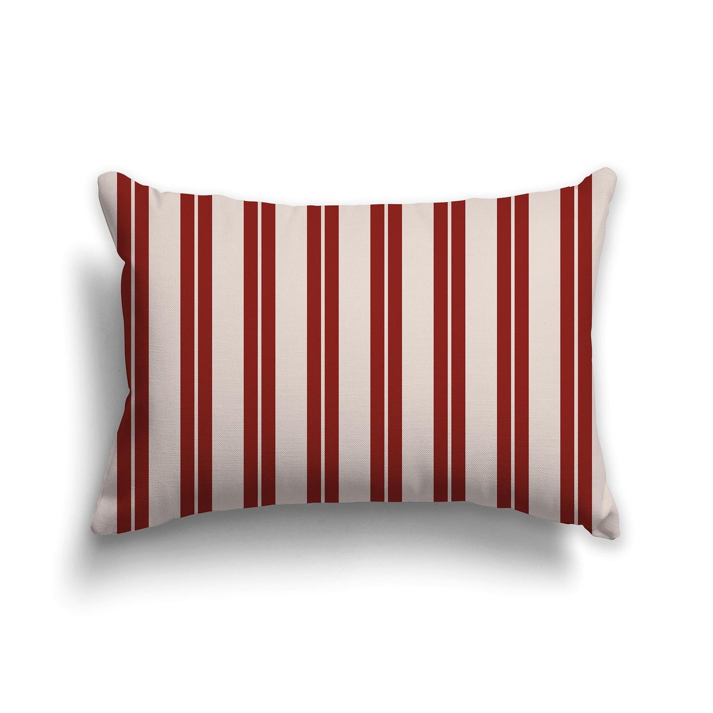 Red-orange and Off-White/Beige-white Multistripe Throw Pillow with Solid Off-White/Beige-white Back, CAPC-1134-071