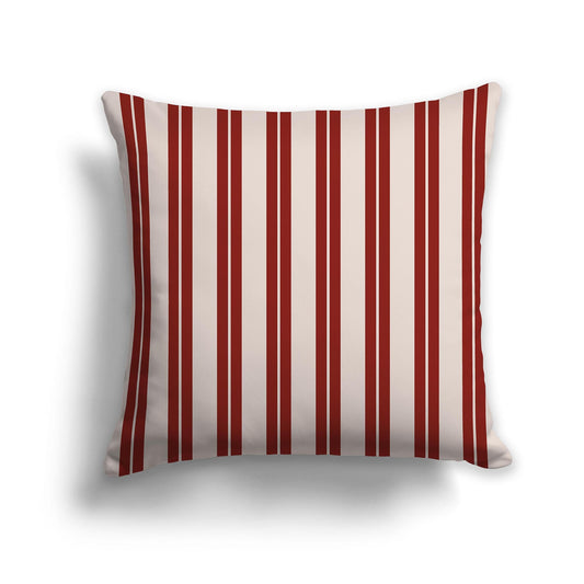 Red-orange and Off-White/Beige-white Multistripe Throw Pillow with Solid Off-White/Beige-white Back, CAPC-1134-071