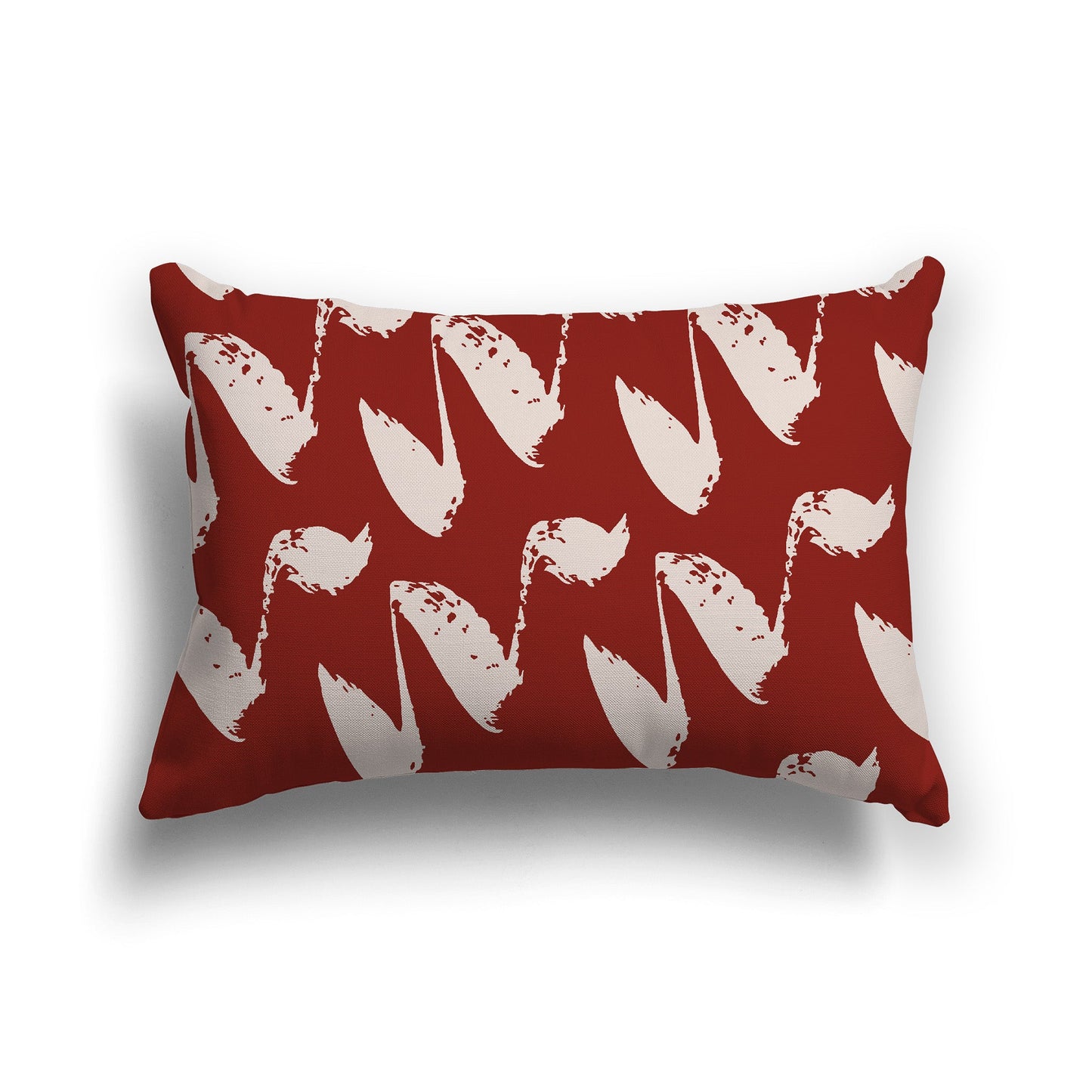 Red-orange Throw Pillow with Off-White/Beige-white Squiggle Pattern on Both Sides, CAPC-1134-082