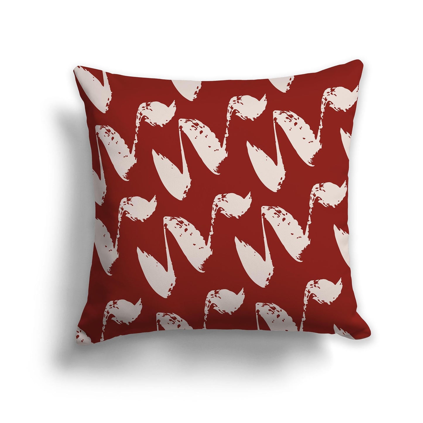 Red-orange Throw Pillow with Off-White/Beige-white Squiggle Pattern on Both Sides, CAPC-1134-082