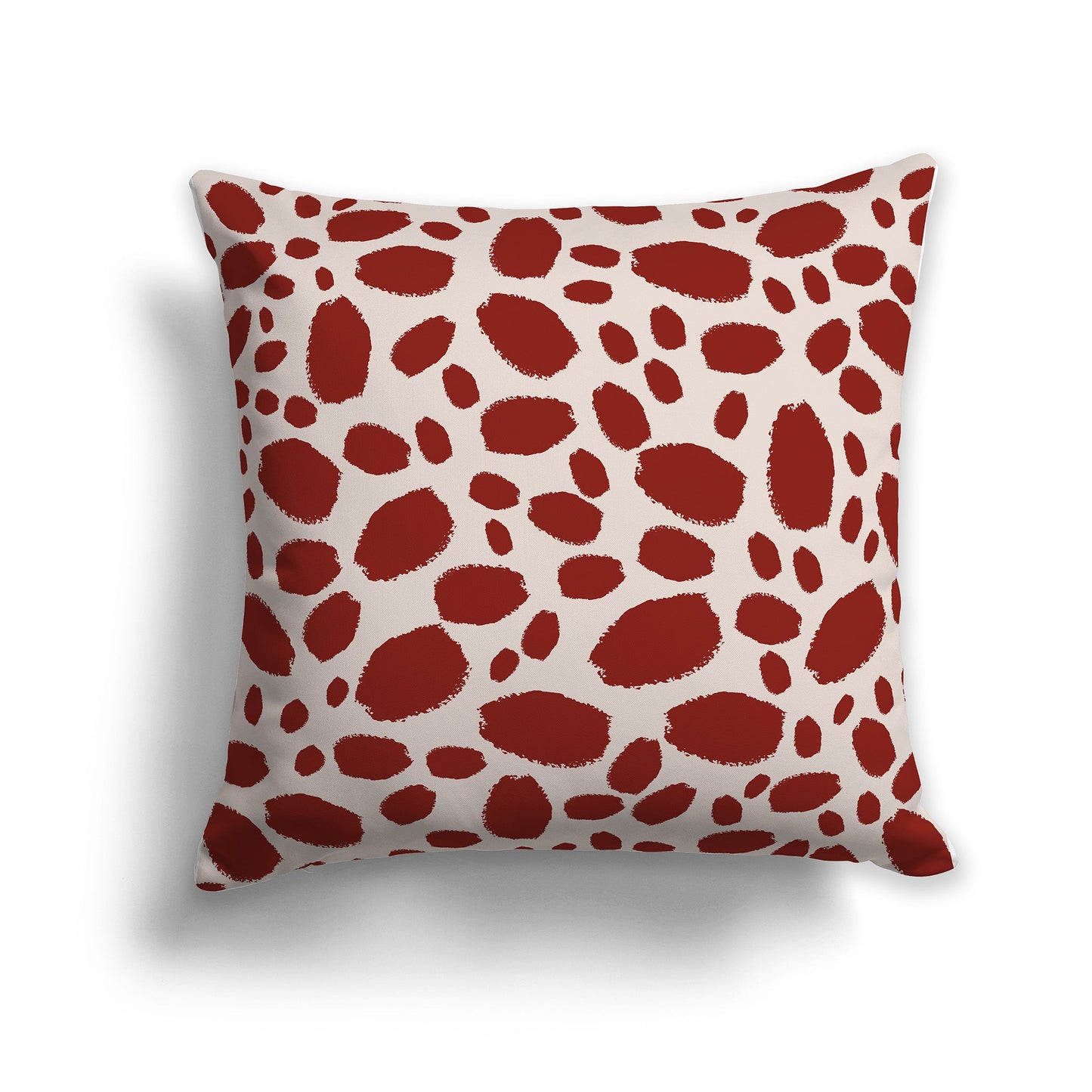 Off-White/Beige-white Throw Pillow with Red-orange Paint Dabs on Both Sides, CAPC-1134-091