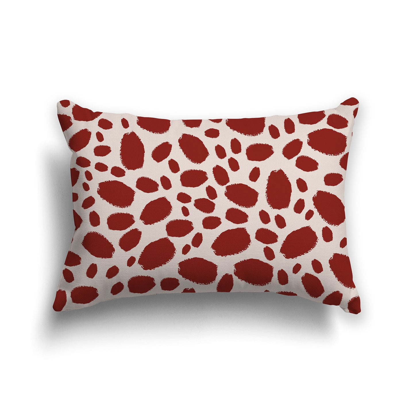 Off-White/Beige-white Throw Pillow with Red-orange Paint Dabs on Both Sides, CAPC-1134-091