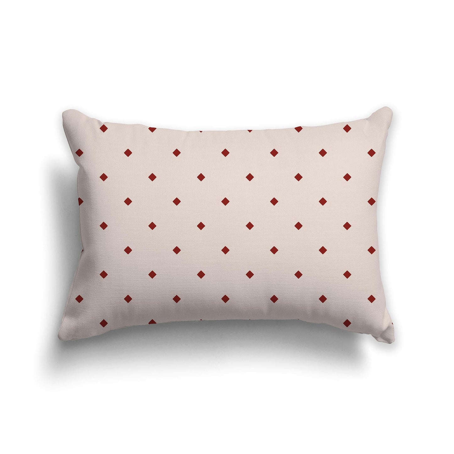 Off-White/Beige-white Throw Pillow with Red-orange Diamond Pattern on Front and Solid Off-White/Beige-white Back, CAPC-1134-101