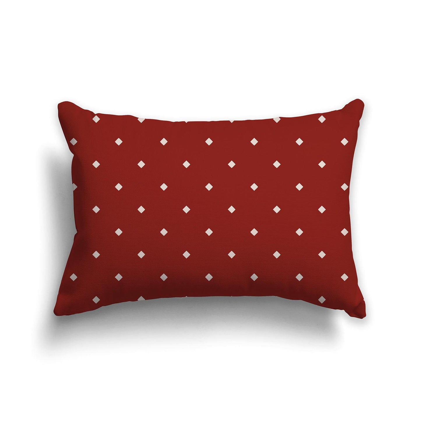 Red-orange Throw Pillow with Off-White/Beige-white Diamond Pattern on Front and Solid Red-orange Back, CAPC-1134-102