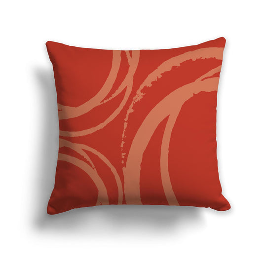 Red-orange Throw Pillow with Light Red-orange Circular Graphic on Both Sides, CAPC-1135-022