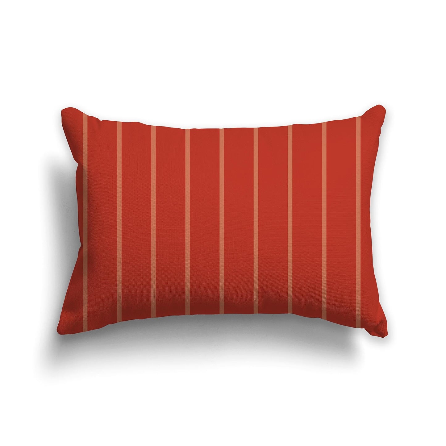 Red-orange Throw Pillow with Thin Light Red-orange Stripes on Front and Solid Red-orange Back, CAPC-1135-062