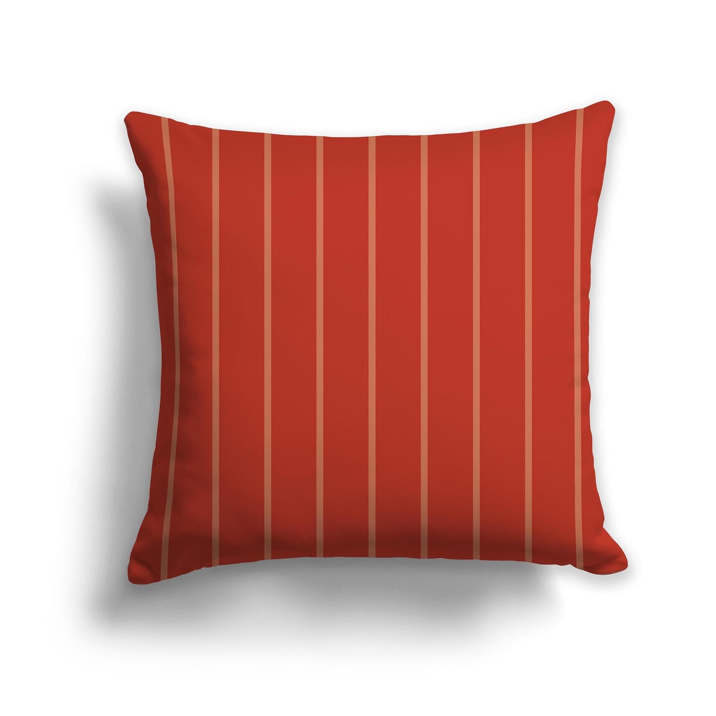 Red-orange Throw Pillow with Thin Light Red-orange Stripes on Front and Solid Red-orange Back, CAPC-1135-062