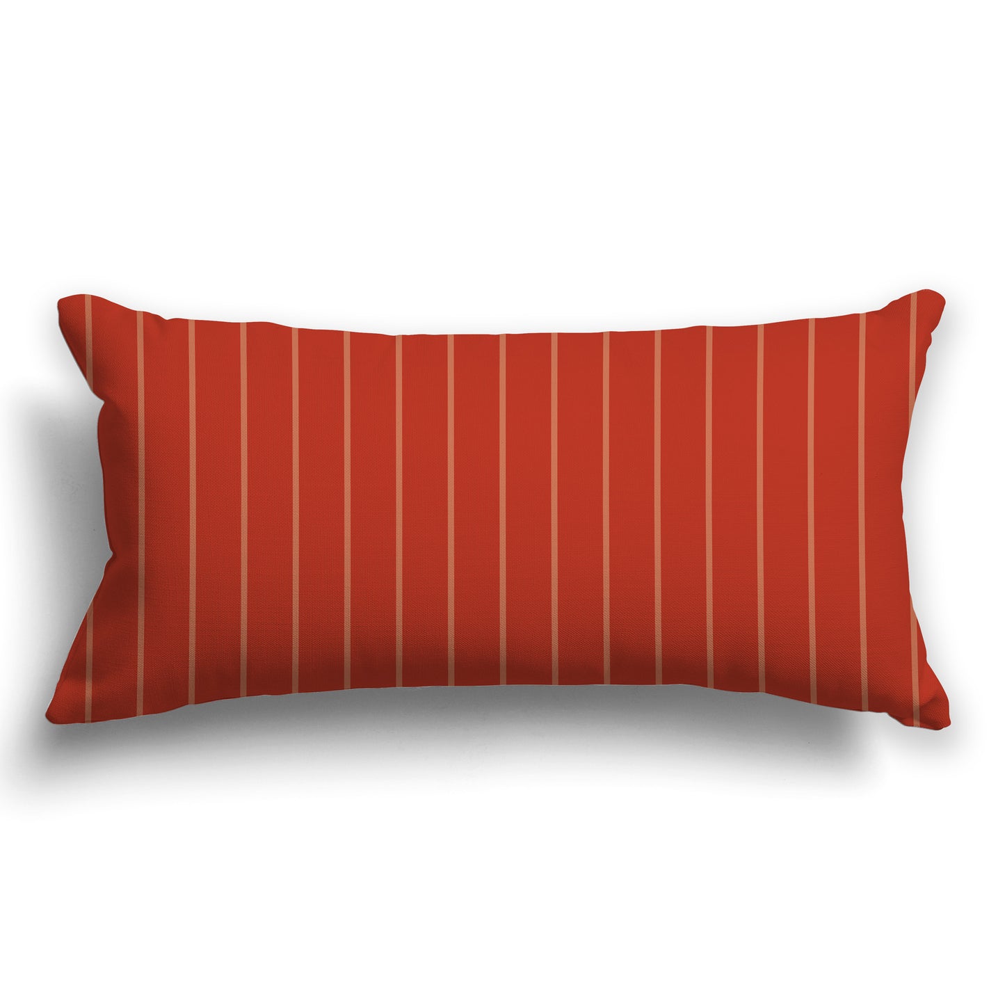 Red-orange Throw Pillow with Fine Light Red-orange Vertical Stripes on Front, CAPC-1135-152
