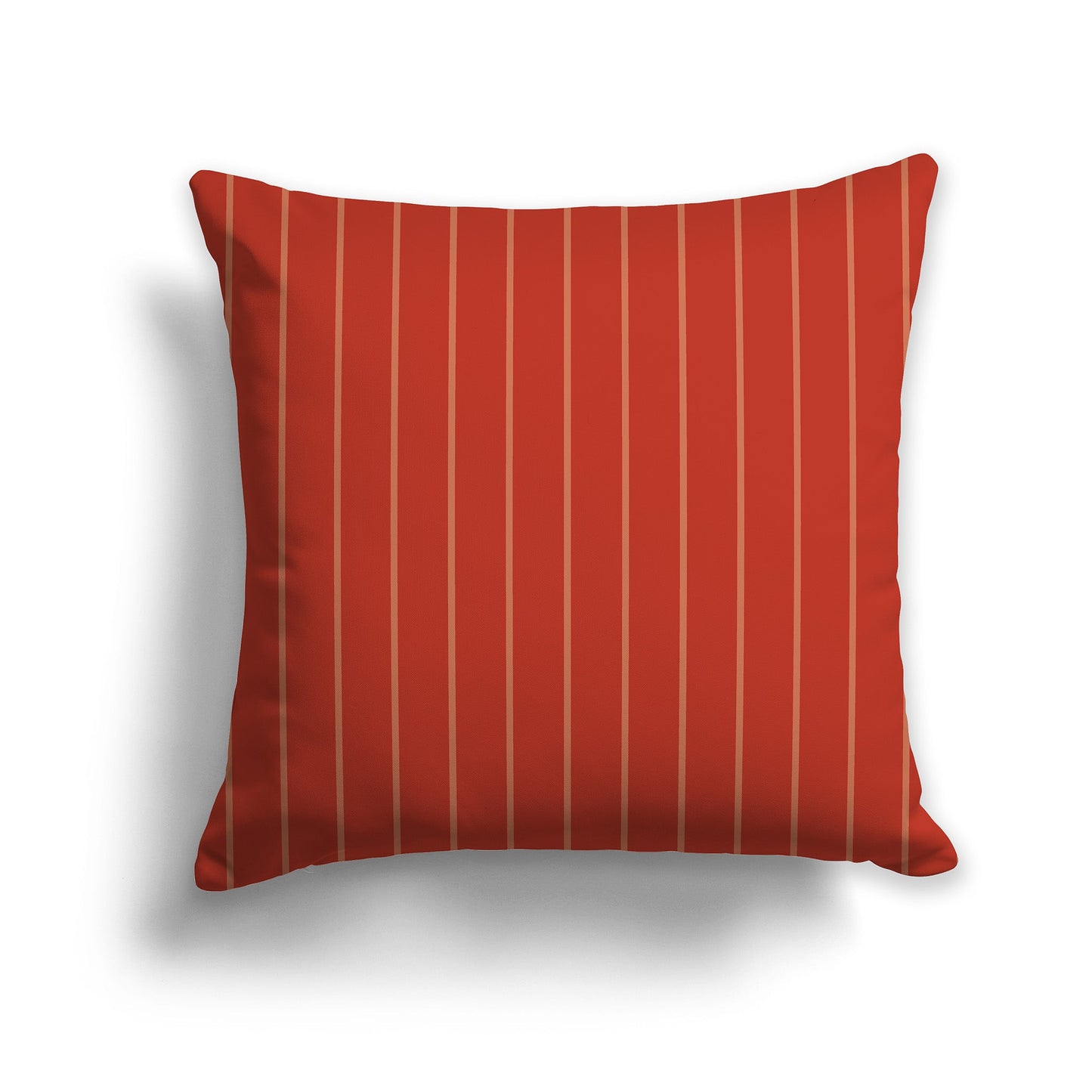 Red-orange Throw Pillow with Fine Light Red-orange Vertical Stripes on Front, CAPC-1135-152