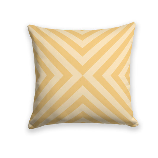Throw Pillow with Two-tone Gold Radiating Diagonal Bars on Both Sides, CAPC-1136-042