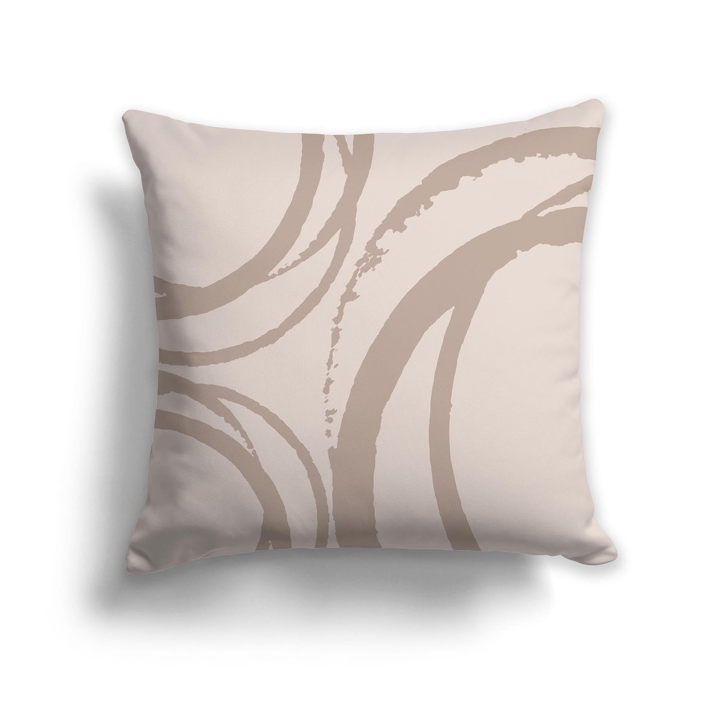 Taupe Throw Pillow with Circular Dark Taupe Graphic on Both Sides, CAPC-1137-023