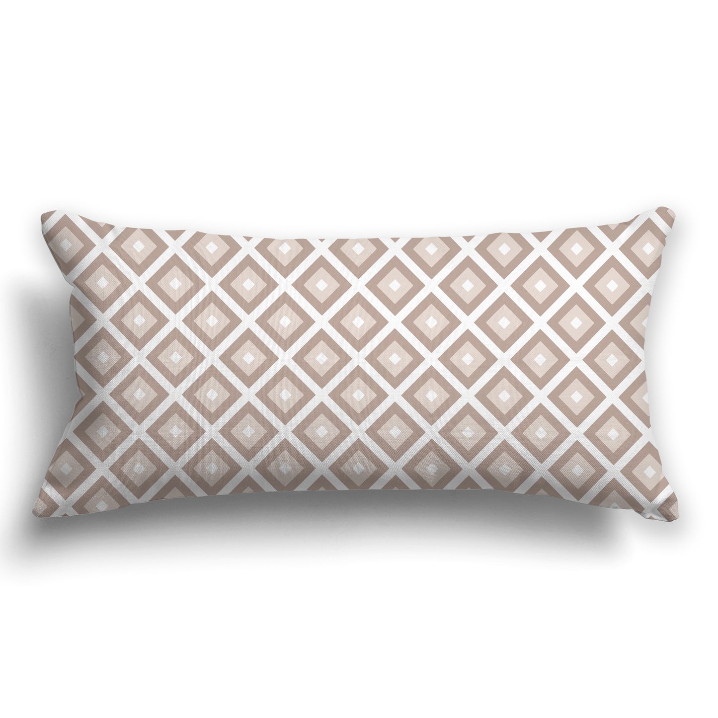 Throw Pillow with Two-tone Taupe and White/Beige-white Radiating Squares on Both Sides, CAPC-1137-122