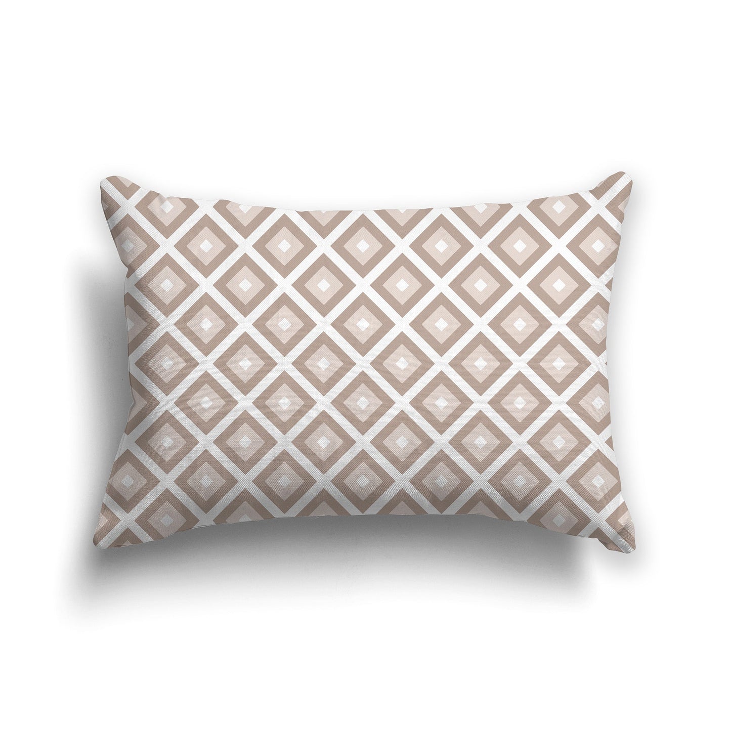 Throw Pillow with Two-tone Taupe and White/Beige-white Radiating Squares on Both Sides, CAPC-1137-122